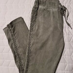 Green Embellished Pants